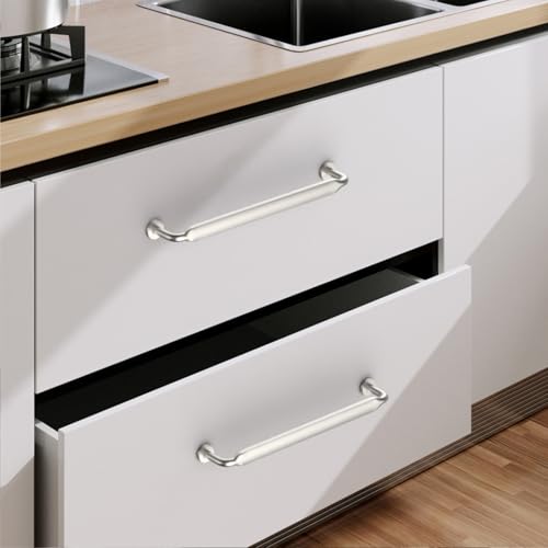 9BUILD 10 Pack Brushed Satin Nickel Cabinet Pulls 625 Inch Handles for Cabinets Cupboard Handles Nickel Kitchen Pulls Drawer Handle - Image 3