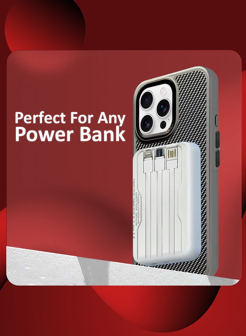 CATANES ( for iPhone 16 Pro Max ) 2Packs, Carbon Fiber Case Cover, Kickstand  Metal Bracket, Magsafe Compatible with 2 Shockproof Screen Protectors - Grey - Image 4