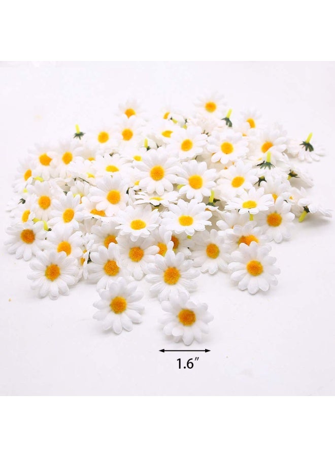 Johouse Artificial Daisy 200 Pieces Silk Daisy Artificial Gerber Daisy Artificial Chrysanthemum Daisy Flowers Heads For Wedding Decoration Home Decoration 1.5Inch White - Image 2
