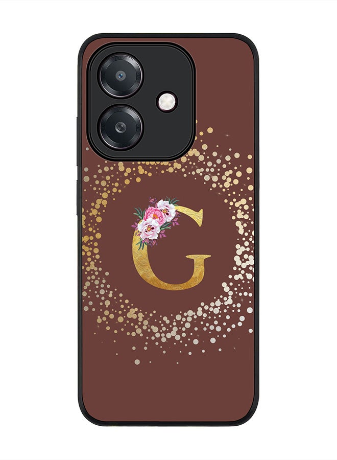 Stylizedd For Oppo A5i Case,Slim fit Camera Protection, Shockproof Thin Phone cover  - Custom Monogram Floral - G  (Brown )