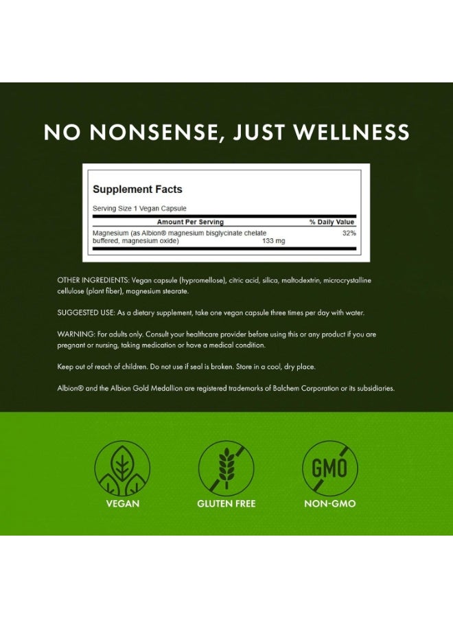 SWANSON Albion Magnesium Glycinate 133 mg 90 Vegan Capsules - Image 2