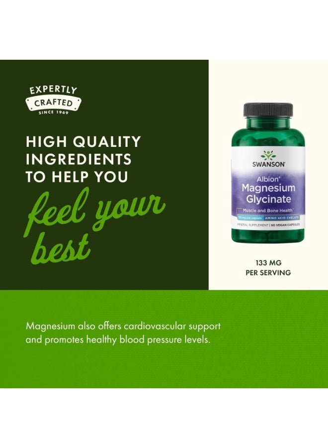SWANSON Albion Magnesium Glycinate 133 mg 90 Vegan Capsules - Image 3