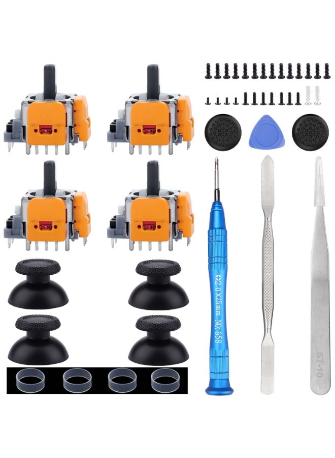 4 Pack Hall-Effect Joysticks Replacement for DualSense for PS5 Controller, 3D Analog Sensor Wheel Thumb Sticks Joystick Rocker Module Replacement for PlayStation 5 Controller - Image 1