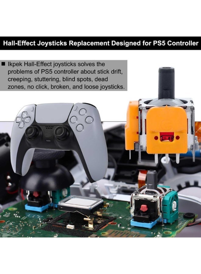 4 Pack Hall-Effect Joysticks Replacement for DualSense for PS5 Controller, 3D Analog Sensor Wheel Thumb Sticks Joystick Rocker Module Replacement for PlayStation 5 Controller - Image 3