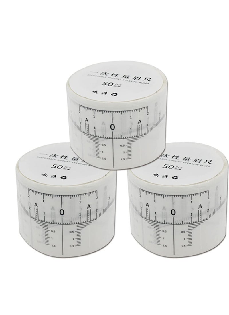 Disposable Eyebrow Ruler Stickers for Microblading - 50pcs Adhesive Measurement Stencils for Tattooing, Makeup Tool Guide for Precise Eyebrow Shaping and Design.