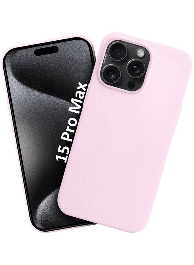 CATANES حافظة جلدية لجهاز iPhone 15 Pro Max متوافقة مع Magsafe حافظة جلدية مضادة للخدش مقاومة للصدمات مقاومة للسقوط حافظة رقيقة باللون الوردي الفاتح - Image 1