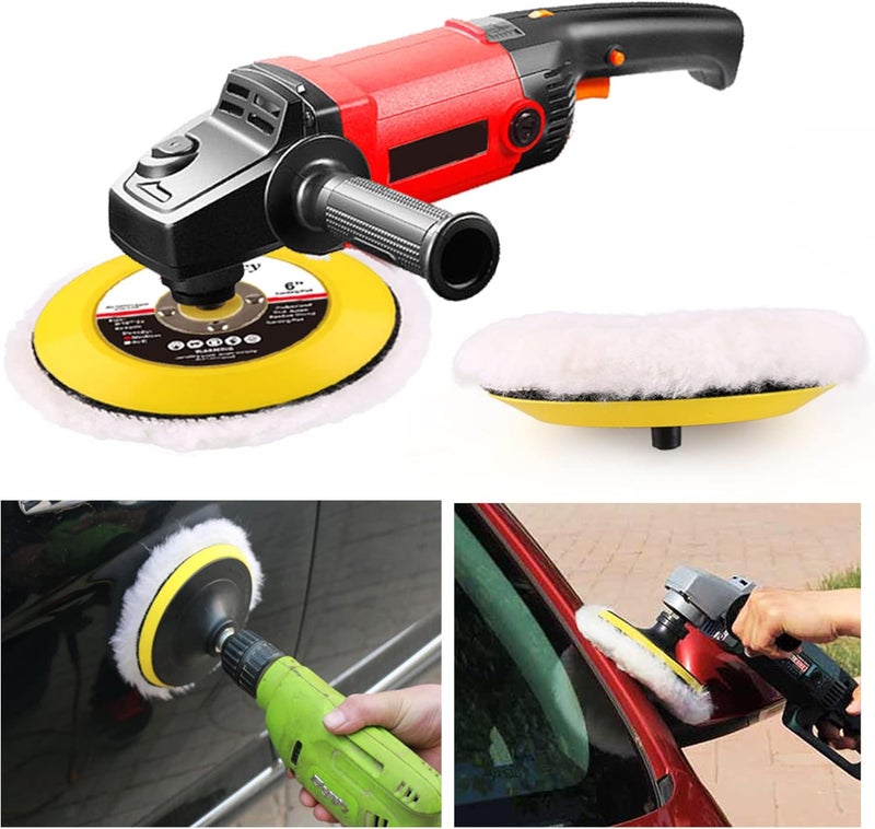 LotFancy 6 Inch Wool Buffing Pads, Pack of 2 - Car Auto Hook and Loop Polishing Pads, Used with Rotary and Random Orbit Sander/Polisher - Image 5
