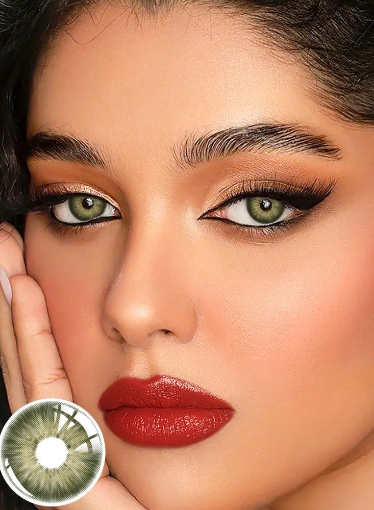 عدسات لاصقة ملونة سنوية باللون الأخضر - عدسات تجميلية للجنسين - عدسات موضة مطلوبة - مع علبة تخزين - view 3