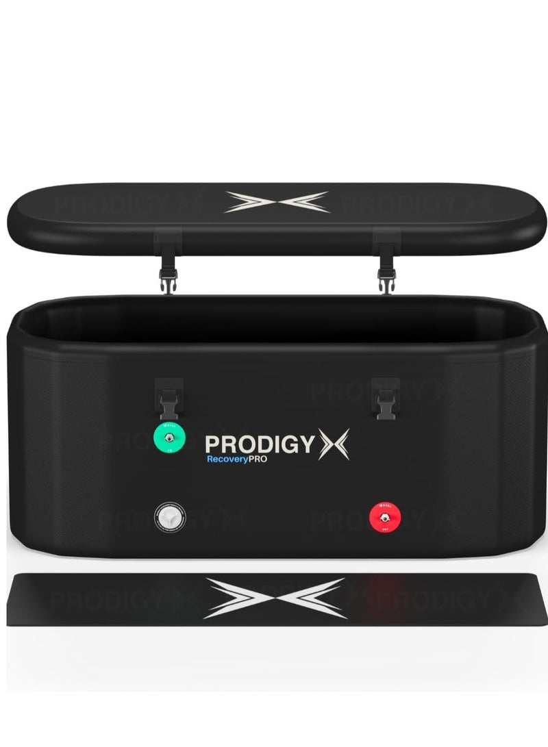 Prodigy X Ice Bath - Water Chiller Compatible - Cold Plunge Tub For Athletes, Outdoor, Portable, Inflatable - Lid Included, Black - Image 1