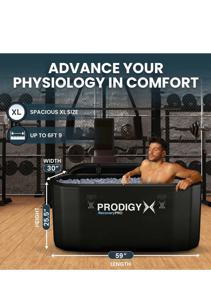 Prodigy X Ice Bath - Water Chiller Compatible - Cold Plunge Tub For Athletes, Outdoor, Portable, Inflatable - Lid Included, Black - Image 2