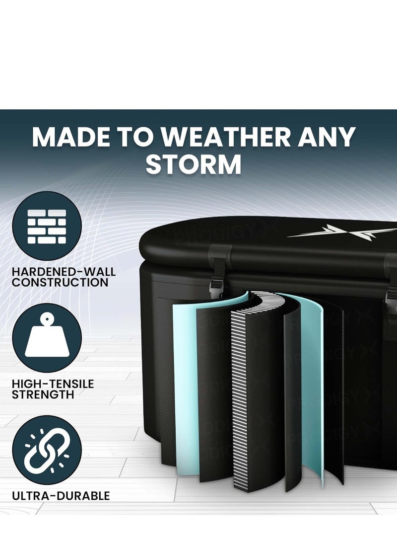 Prodigy X Ice Bath - Water Chiller Compatible - Cold Plunge Tub For Athletes, Outdoor, Portable, Inflatable - Lid Included, Black - Image 3