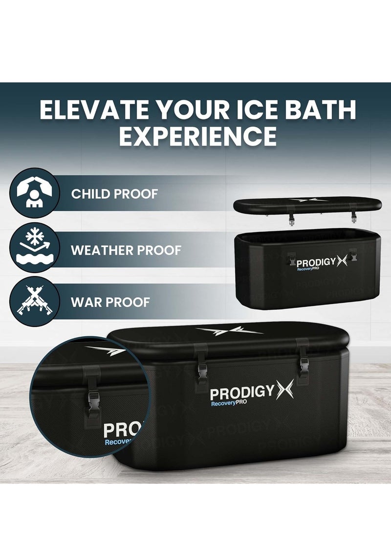 Prodigy X Ice Bath - Water Chiller Compatible - Cold Plunge Tub For Athletes, Outdoor, Portable, Inflatable - Lid Included, Black - Image 4