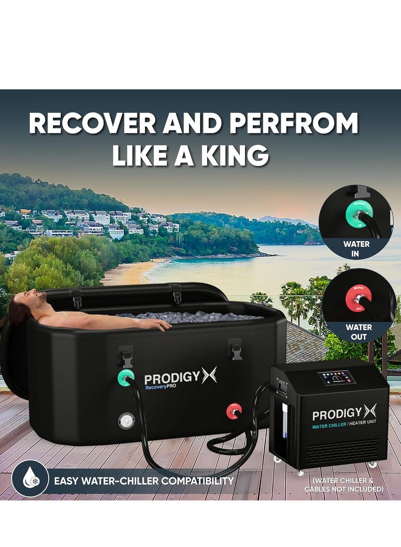 Prodigy X Ice Bath - Water Chiller Compatible - Cold Plunge Tub For Athletes, Outdoor, Portable, Inflatable - Lid Included, Black - Image 5