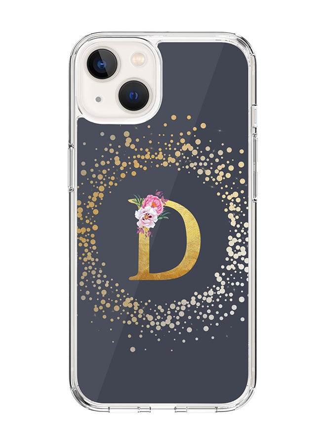 Stylizedd Classic Clear Case For iPhone 15, Hybrid Soft Case Flexible Edges Thin Cover- Custom Monogram Initial Letter Floral Pattern Alphabet - D (Grey) - Image 1