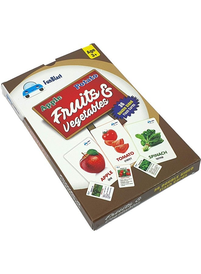 FunBlast Fruits & Vegetables Flash Card, Pack of 36 Double Sided Flash Card for Kids -Multicolor - Image 2