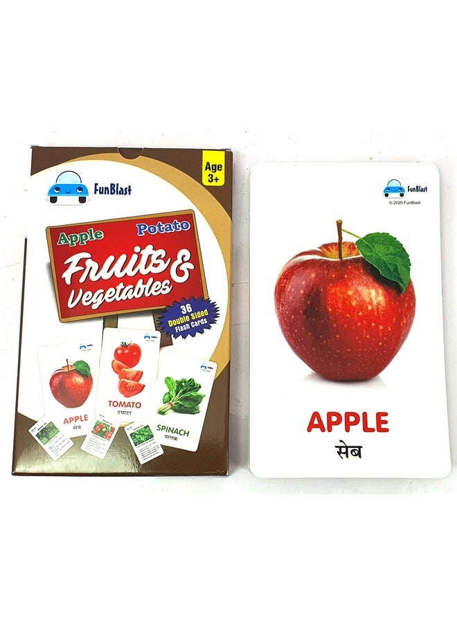 FunBlast Fruits & Vegetables Flash Card, Pack of 36 Double Sided Flash Card for Kids -Multicolor - Image 4