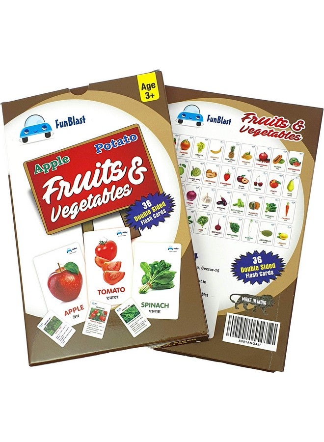 FunBlast Fruits & Vegetables Flash Card, Pack of 36 Double Sided Flash Card for Kids -Multicolor - Image 1