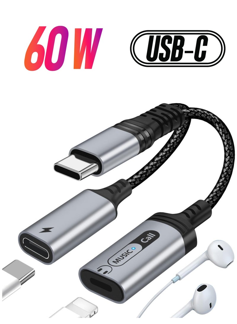 SYOSI USB C to Lighting Headphone Audio Adapter for iPhone 15 Pro Max USB Type C Male to Lighting Female Earphone Connector Adapter with USB C PD 60W Fast Charging for iPad 10/iPad Pro/Mac/Galaxy S23 S22 - Image 1