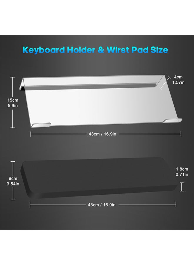 حامل لوحة مفاتيح سطح مكتب عالي الجودة مصنوع من إسفنج الذاكرة ومسند معصم ووسادة مضادة للانزلاق للكمبيوتر، مجموعة كاملة من ملحقات الكمبيوتر المكتبية المتينة - اللون: أسود - Image 4