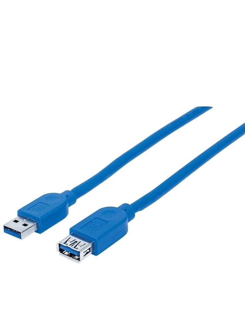 Manhattan 325394 SuperSpeed USB Extension Cable USB 3.0 Type-A Male to Type-A Female -5 Gbps 1 m (3 ft.) - Blue - Image 1