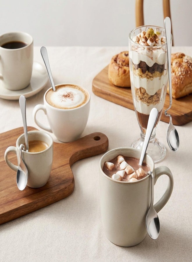 MUCKLILY 4Pcs Stainless Steel Cup Hanging Spoons Curved Handle Tea Coffee Stirring Spoons Honey Jam Dessert Serving Utensils 7.28 Inch - Image 3