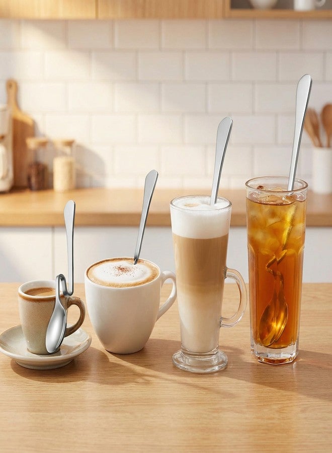 MUCKLILY 4Pcs Stainless Steel Cup Hanging Spoons Curved Handle Tea Coffee Stirring Spoons Honey Jam Dessert Serving Utensils 7.28 Inch - Image 2