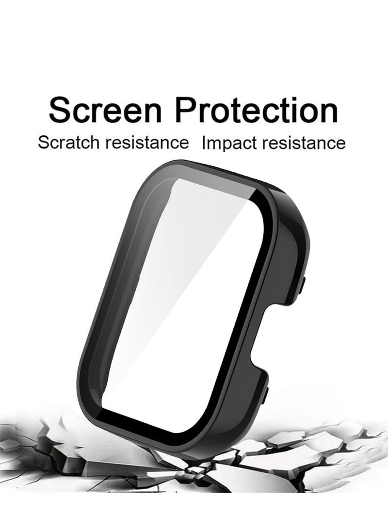 2 Pcs Case With Tempered Glass Screen Protector Compatible for Xiaomi Redmi Watch 3, 9H Hardness All-round Protective Cover Ultra-thin Protective PC Case Cover, Pink and Black - Image 3