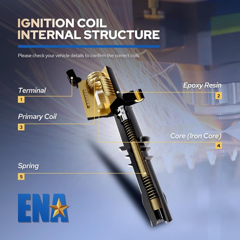 ENA Set of 4 Ignition Coil Pack Compatible with Ford Explorer 2.0L 2.3L L4 and Focus 2.0L 2.3L L4 UF670 - Image 5