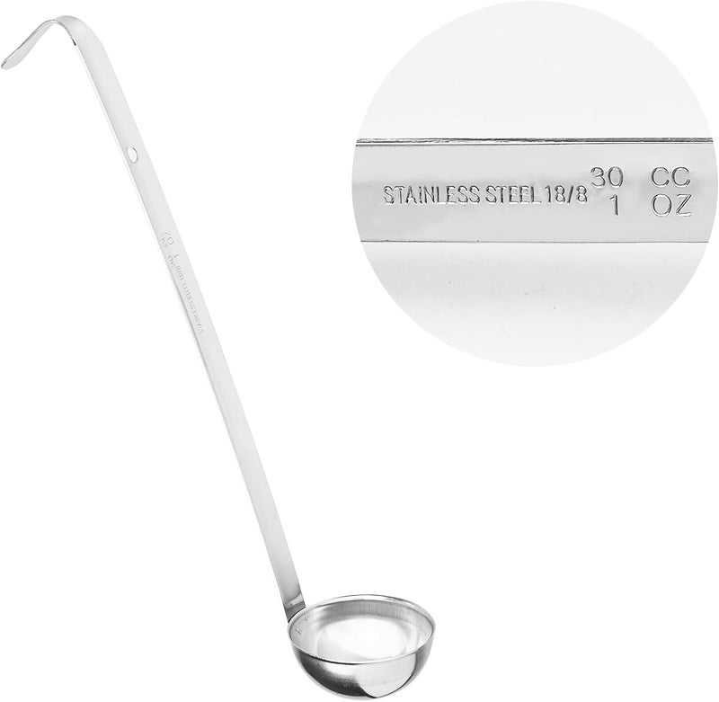 AUXBC 2Pcs 1oz Stainless Steel Soup Ladle, Long Handle Ladles with Pouring Rim for Cooking, Serving Soup, Sauce, Stew, Kitchen - Image 4