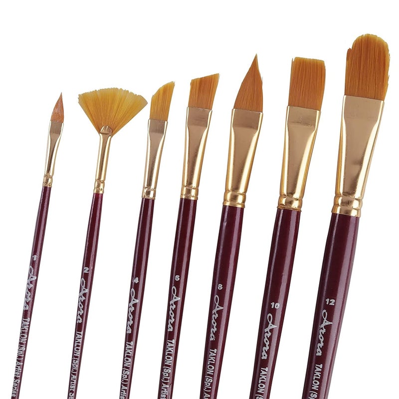 Arora Synthetic Hair Mix Paintbrush Set of 7 pcs for Watercolor and Acrylic Painting - Image 2