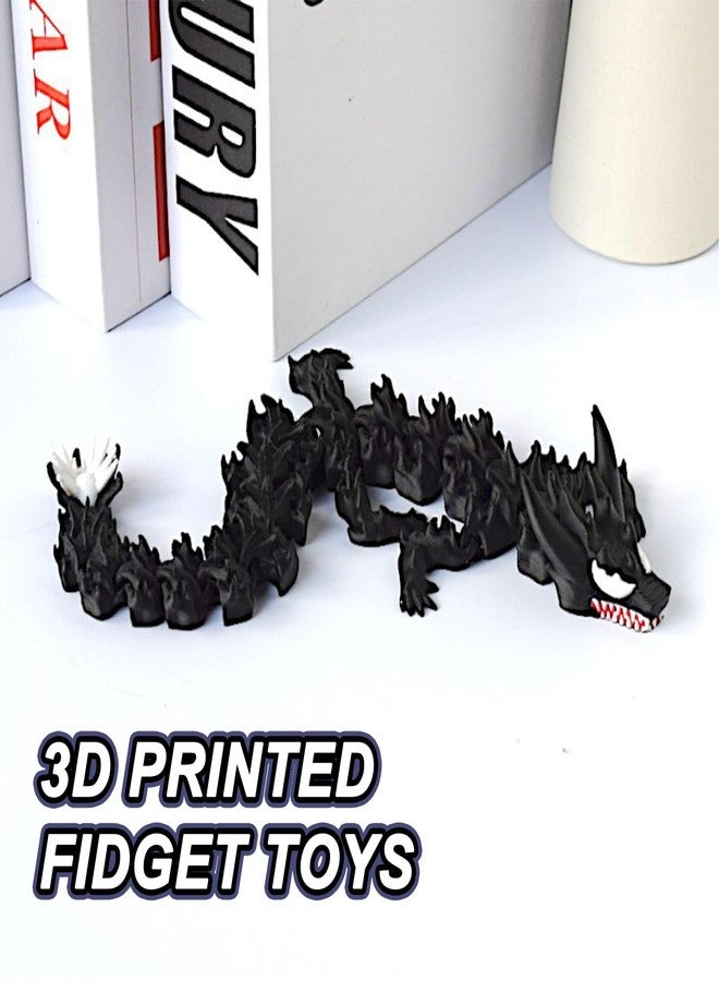Kizcmvre 3D Printed Dragon,3D Printed Dragon Model,Flexible Articulated 3D Dragon Fidget Toy,Unique 3D Printed Animals Gift and Desktop Decoration (Black-10 inch). - Image 3