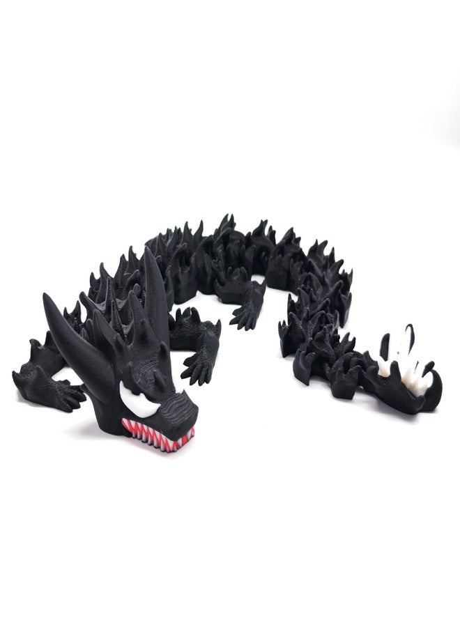 Kizcmvre 3D Printed Dragon,3D Printed Dragon Model,Flexible Articulated 3D Dragon Fidget Toy,Unique 3D Printed Animals Gift and Desktop Decoration (Black-10 inch). - Image 1