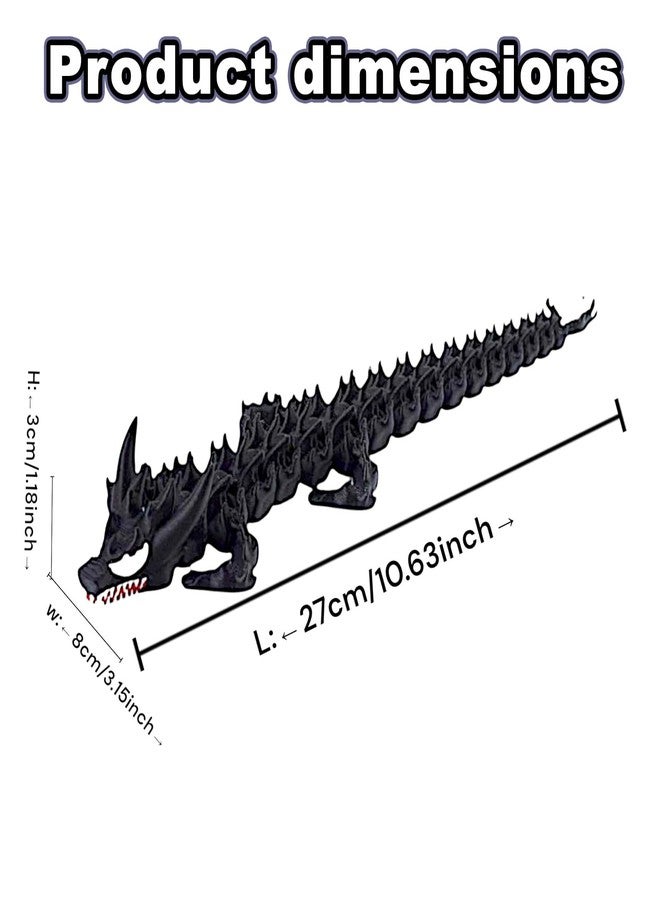 Kizcmvre 3D Printed Dragon,3D Printed Dragon Model,Flexible Articulated 3D Dragon Fidget Toy,Unique 3D Printed Animals Gift and Desktop Decoration (Black-10 inch). - Image 2