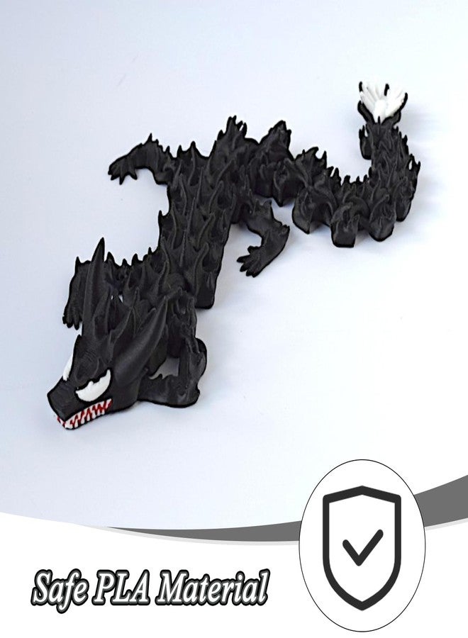 Kizcmvre 3D Printed Dragon,3D Printed Dragon Model,Flexible Articulated 3D Dragon Fidget Toy,Unique 3D Printed Animals Gift and Desktop Decoration (Black-10 inch). - Image 4
