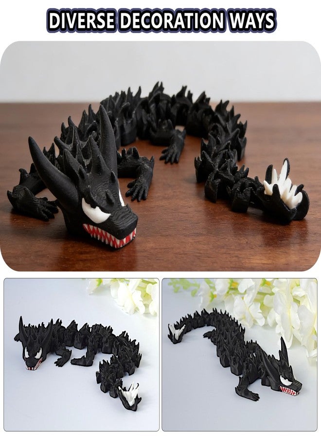 Kizcmvre 3D Printed Dragon,3D Printed Dragon Model,Flexible Articulated 3D Dragon Fidget Toy,Unique 3D Printed Animals Gift and Desktop Decoration (Black-10 inch). - Image 5