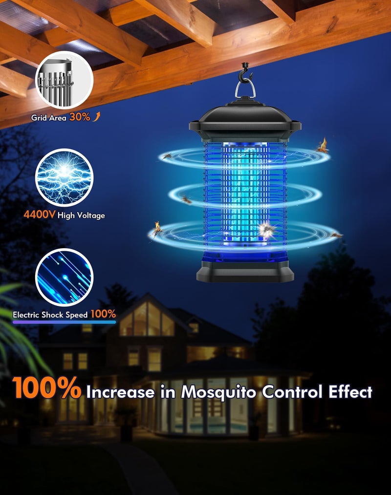AMUFER Bug Zapper for Outdoor & Indoor, 1/2 Acre Coverage Mosquito Lamp with 18W Bulb & 4400V High-Voltage, 100% Improvement in Mosquito Control Effect, Electric Fly Trap for Patio, Backyard, Home - Image 2