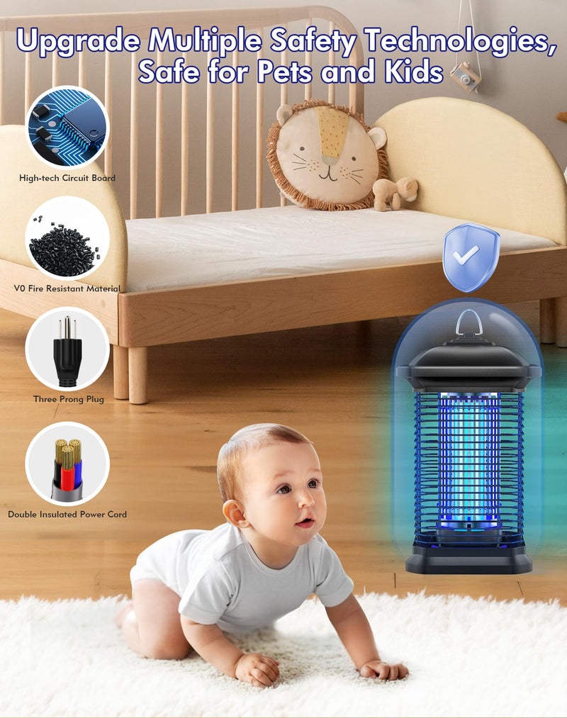 AMUFER Bug Zapper for Outdoor & Indoor, 1/2 Acre Coverage Mosquito Lamp with 18W Bulb & 4400V High-Voltage, 100% Improvement in Mosquito Control Effect, Electric Fly Trap for Patio, Backyard, Home - Image 5