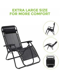 GO2CAMPS GO2CAMPS Foldable Camping Chair,Folding Reclining Lounge Chair,Camping Bed, Zero Gravity Beach Chair and Garden Chair with Pillows Recliner, Ergonomic Support for Camping, Garden, Poolside Backyard, Beach, Garden Relaxation  - Image 2