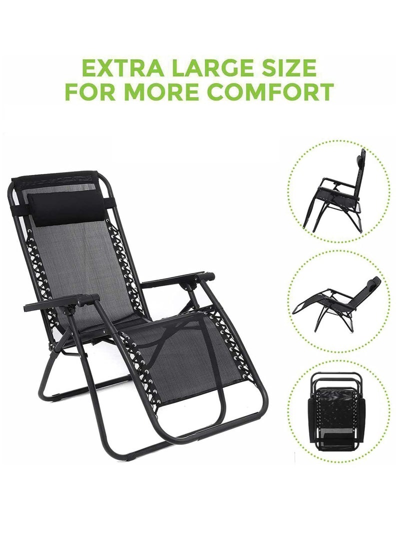GO2CAMPS GO2CAMPS Foldable Camping Chair,Folding Reclining Lounge Chair,Camping Bed, Zero Gravity Beach Chair and Garden Chair with Pillows Recliner, Ergonomic Support for Camping, Garden, Poolside Backyard, Beach, Garden Relaxation  - Image 2