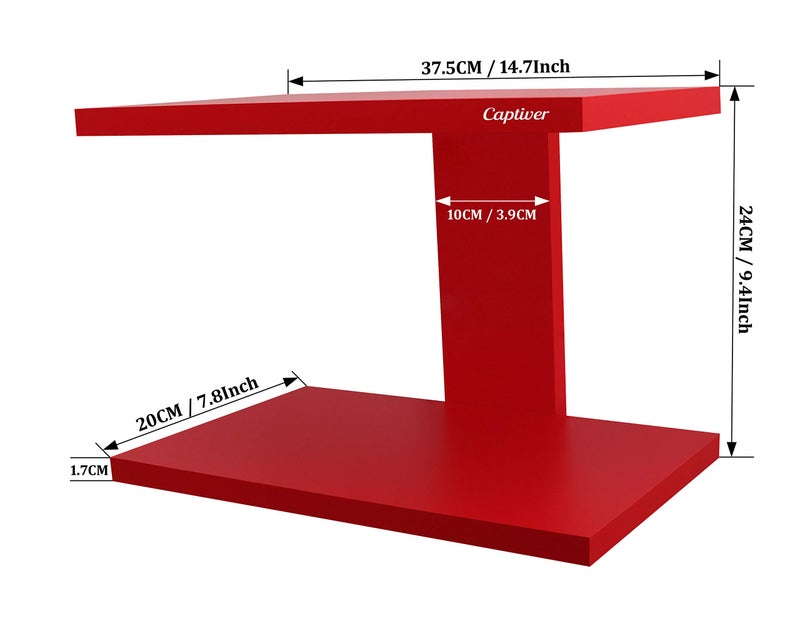 Captiver Engineered Wood Wall Mounted Tv Set Top Box WiFi Stand Racks Shelf Units (Red) - Image 5