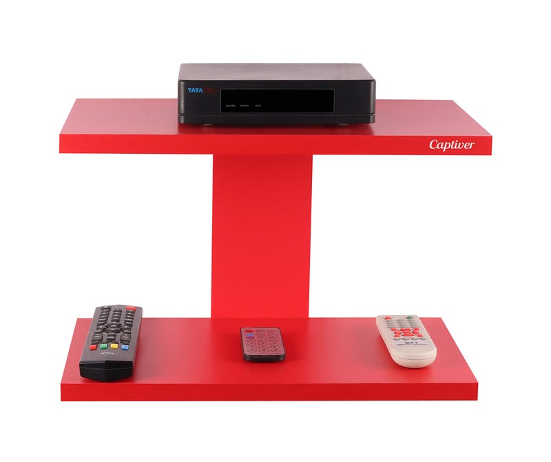 Captiver Engineered Wood Wall Mounted Tv Set Top Box WiFi Stand Racks Shelf Units (Red) - Image 4