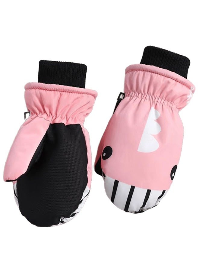 Mawjom Kids Winter Warm Ski Gloves - Outdoor Mittens for Girls Boys 4-8 Years, Pink, 4-8 - Image 1