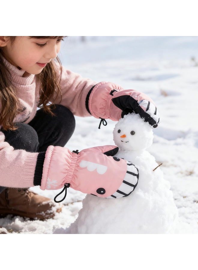 Mawjom Kids Winter Warm Ski Gloves - Outdoor Mittens for Girls Boys 4-8 Years, Pink, 4-8 - Image 5
