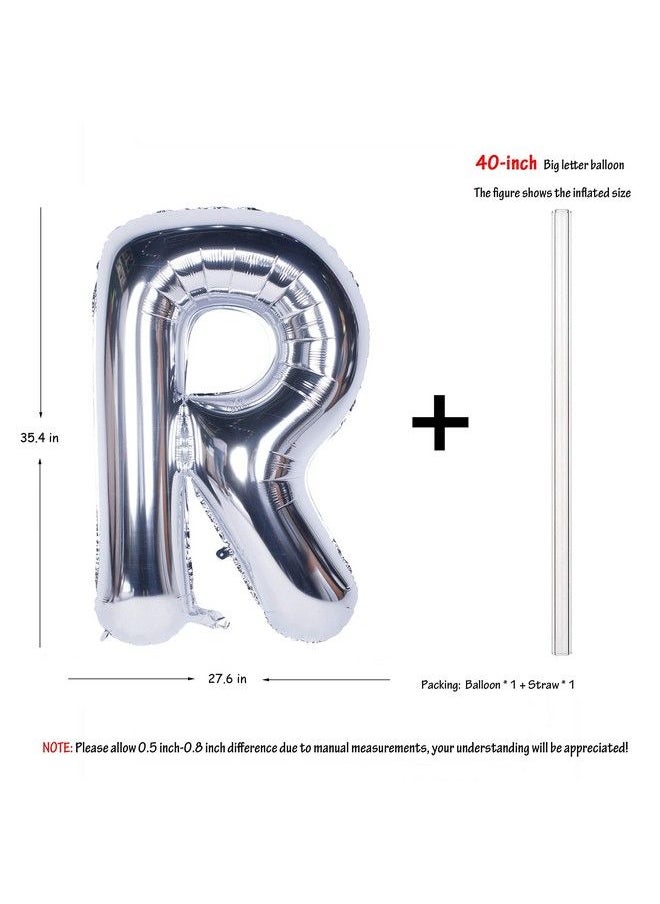 CHANGZHONG - Letter Balloons 40 Inch Giant Jumbo Helium Foil Mylar For Party Decorations Silver R - Image 1