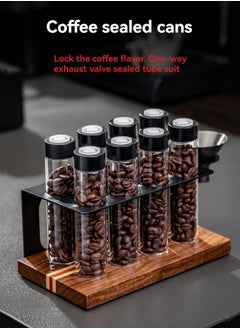 M MIAOYAN Coffee bean sealed can display stand transparent storage can one-way exhaust valve portable sub-bottle smelling bottle with funnel  - Image 1