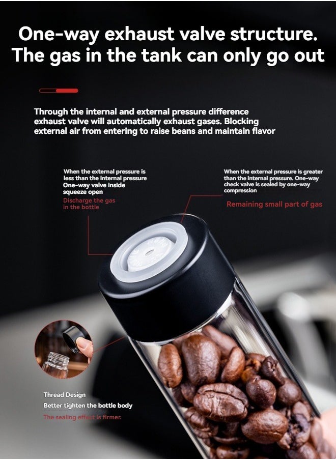M MIAOYAN - Coffee bean sealed can display stand transparent storage can one-way exhaust valve portable sub-bottle smelling bottle with funnel - Image 1