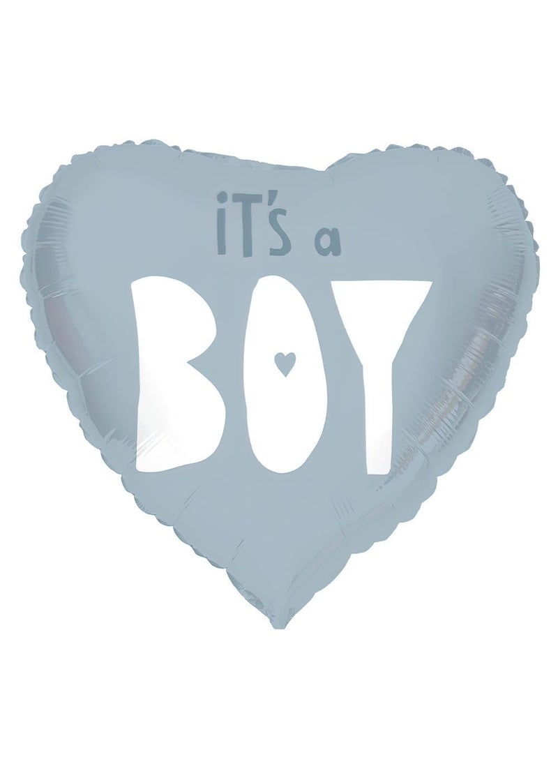 Folat It’s a Boy Heart Foil Balloon Blue 45cm - Image 1