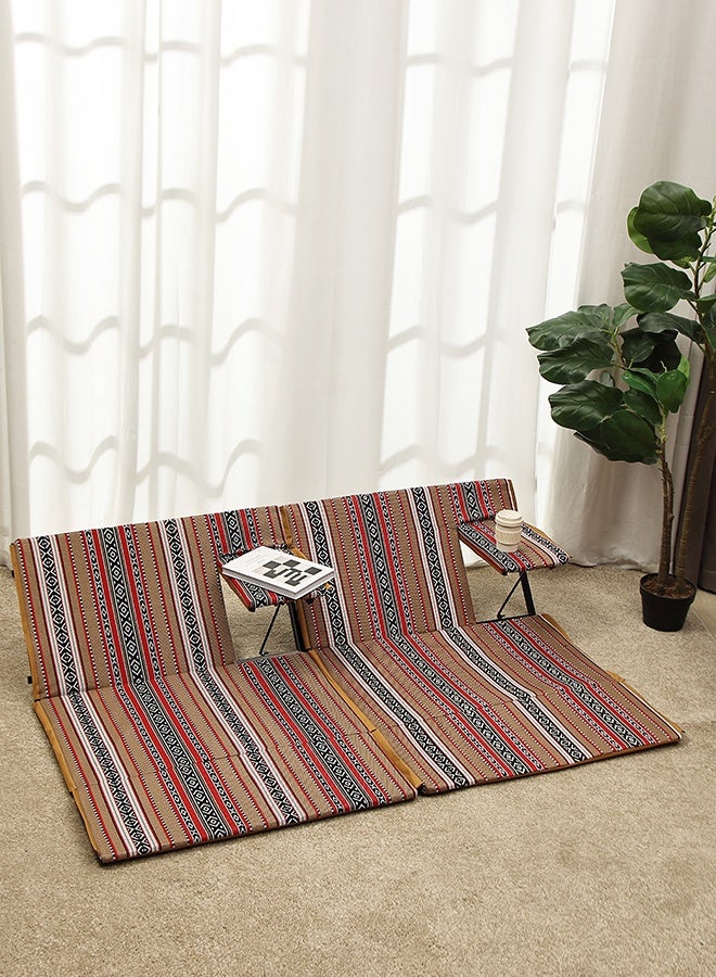 LAWAZIM Saudi Folding Floor Chair With Back Support -170x120x4cm- Traditional Arabic Heritage-Style Foldable Ground Chair With Armrest Adjustable Backrest - for Camping, Picnic, Trips - Design No. 5 - Image 1