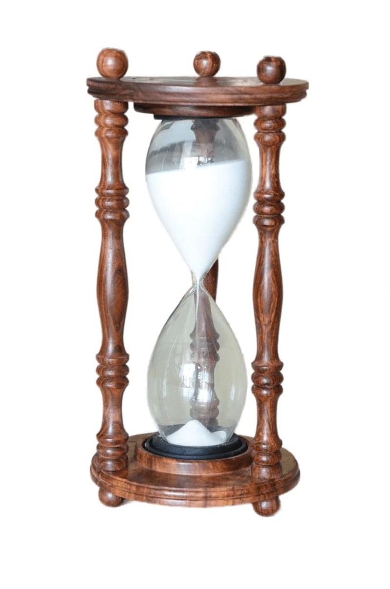JH Handicraft 11 Sand Timer Brass Wood Sand Clock Decorative Wooden Hour Glass Multicolor Sandglass a Perfect for Gift Office Desk Kitchen and Home Dcor 30 Mint White - Image 3