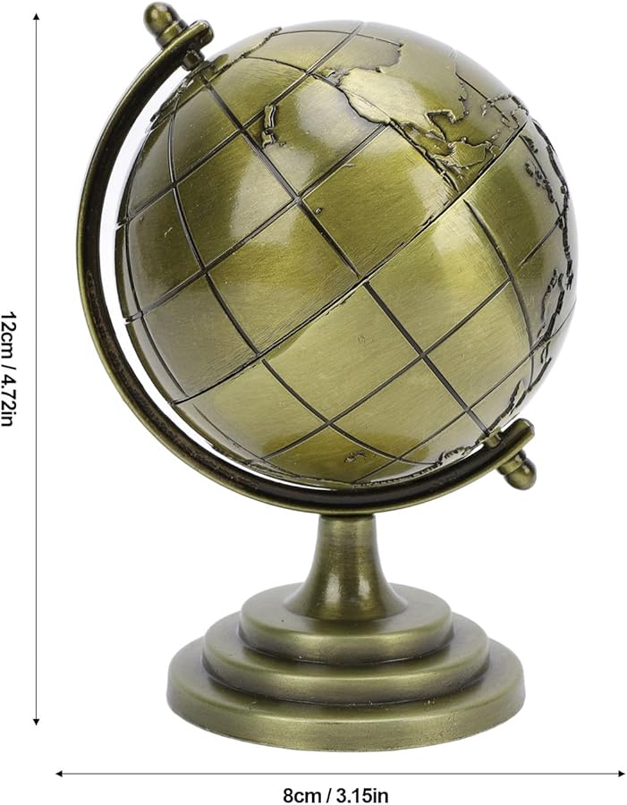 Metal World Globe With Stand 360 Degree Rotating Alloy Educational Office Desktop Decor - Image 3